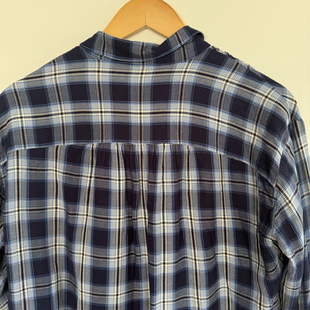 Madewell Plaid Soft Viscose Button-Front Blouse Lightweight Layering Size M - Picture 8 of 9